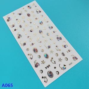Nail Stickers Decals Galaxy Meteor Geometric Moons Stars Abstract Figure Crystal Diamond Gem Jewelry Self-Adhesive Nails