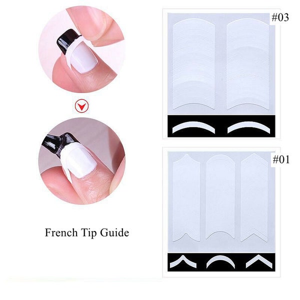 5 Sheets French Tip Guide French Manicure Nail Tips Guide Decals DIY Stencil Nail Art Decals (The Same Design 5 Sheets)