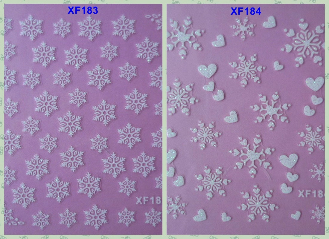 Glittery White Snow Snowflake Sweet Heart Christmas Party 3D Self-Adh…