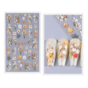 5D Geprägte Gänseblümchen Blumen Zweige Knospe Nail Art Aufkleber Gänseblümchen Blumen Zweige Selbstklebendes Nail Art Aufkleber S35DK