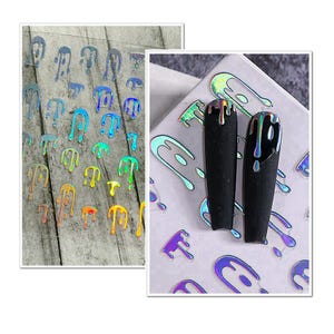 Décalcomanies pour ongles liquides dégoulinantes de peinture Peinture noire Aurora dégoulinante d&#39;autocollants autocollants liquides S3SO