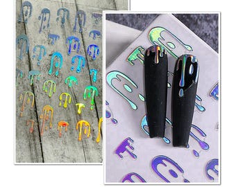 Dripping Paint Liquid Nail Art Stickers: Black Aurora Paint