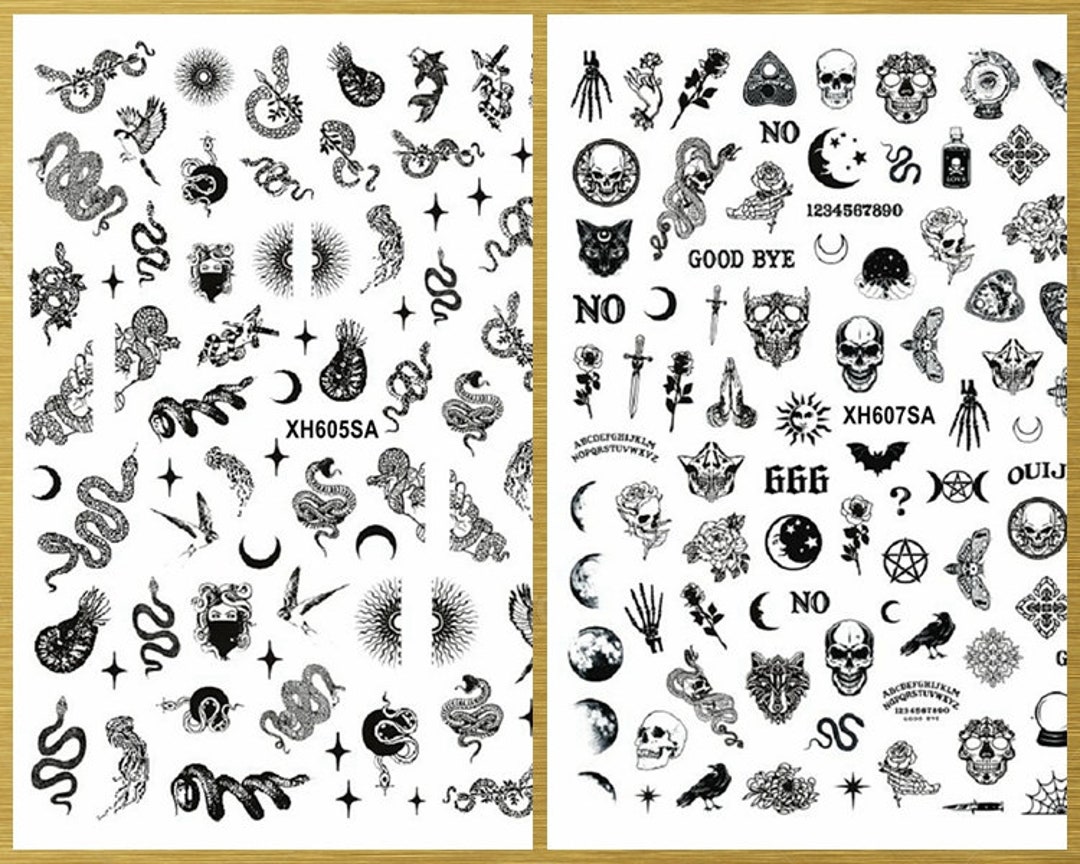 Snake Nail Stickers Decals Snakes Butterfly Eagle Skull Cross Etsy