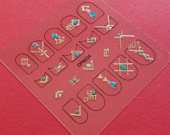 Exquisite Crystal Abstract Geometric Figure Stripes Lines French Tip Heart 3D Self-Adhesive Nail Stickers