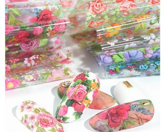 Chrysant bloem nagel folie transfer stickers Daisy Morning Glory Rose 10 stuks 20 x 4 cm 46A-46E