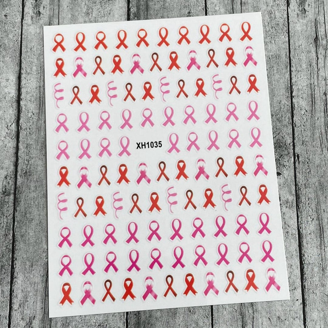 Pink Ribbon Breast Cancer Nail Art Decals Stickers Bows Cancer ...