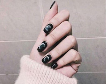 Nail Wrap Decals Moon phases Galaxy Meteor Glitter Stars Marble Gold Line Full Cover Self-Adhesive Nail Art Stickers