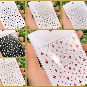 Little Stars Nail Stickers Laser 4-Pointed Star Christmas Self-Adhesive Nail Art Decals (6 Colors) WGSA