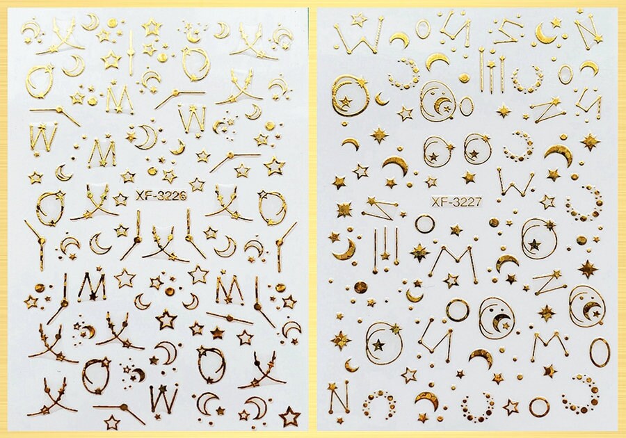 Laser Gold Galaxy Nail Art Decals Sticker Constellation Meteor Star M…