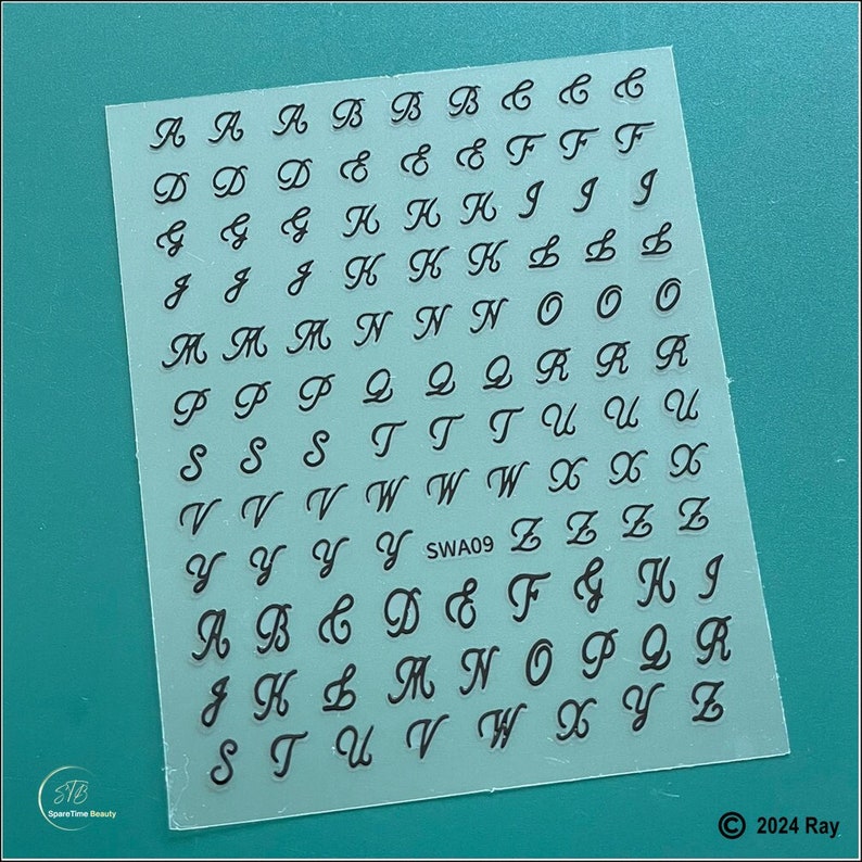 Subect Sticker Cursive Cursive Handwriting 26 Letters English Latin Alphabet Uppercase Nail ...