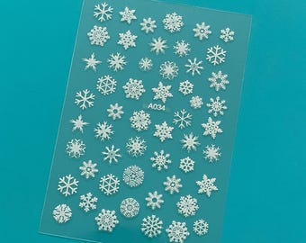 White Christmas Snow Nail Art Stickers Santa Snowflake Snowman Rodolph Reindeer Ball Ornament Self Adhesive Nail Art Decals AJJ