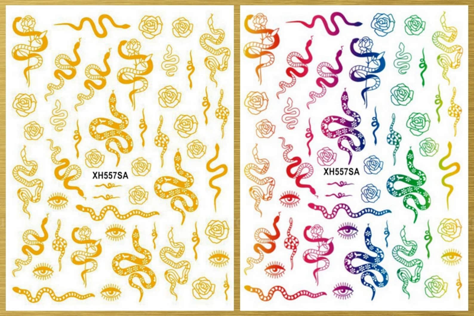 Snake Nail Stickers Decals Snakes Butterfly Eagle Skull Cross Etsy