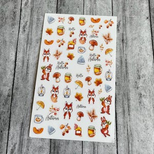 Herbst Kürbis Eichhörnchen Nail Art Aufkleber Herbst Blätter Eichel Beschäftigt Hummel Orange Herbst Blume Sonnenblume Biene Selbstklebende Nail Art Decals FMS
