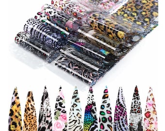 Clear Base Leopard Print Nail Foil Transfer Animal Print  (10 Pcs 20X4 cm) BW07