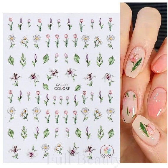 Watercolor Leaves Leaf Nail Stickers Decals Tree Leaves Ginkgo