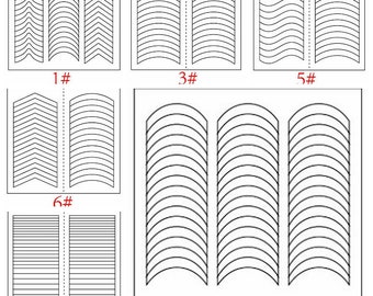 French Tip Guide New 5 sheets French Manicure Nail Tips Guide Decals DIY Stencil Nail Art Decals ( The Same Design 5 Sheets )