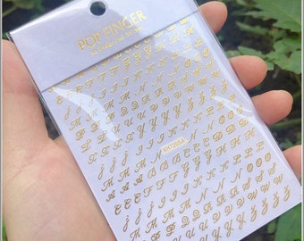 4 Sets Nagelaufkleber Mit Englischen Buchstaben & Zahlen – Holografisch, Selbstklebend, Für DIY-Nageldesign