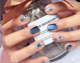 Blue Cat Eye Nail Wrap Stickers Sugar Purple Chrome Metallic Silver Natural Silver Foil Self Adhesive Nail Stickers