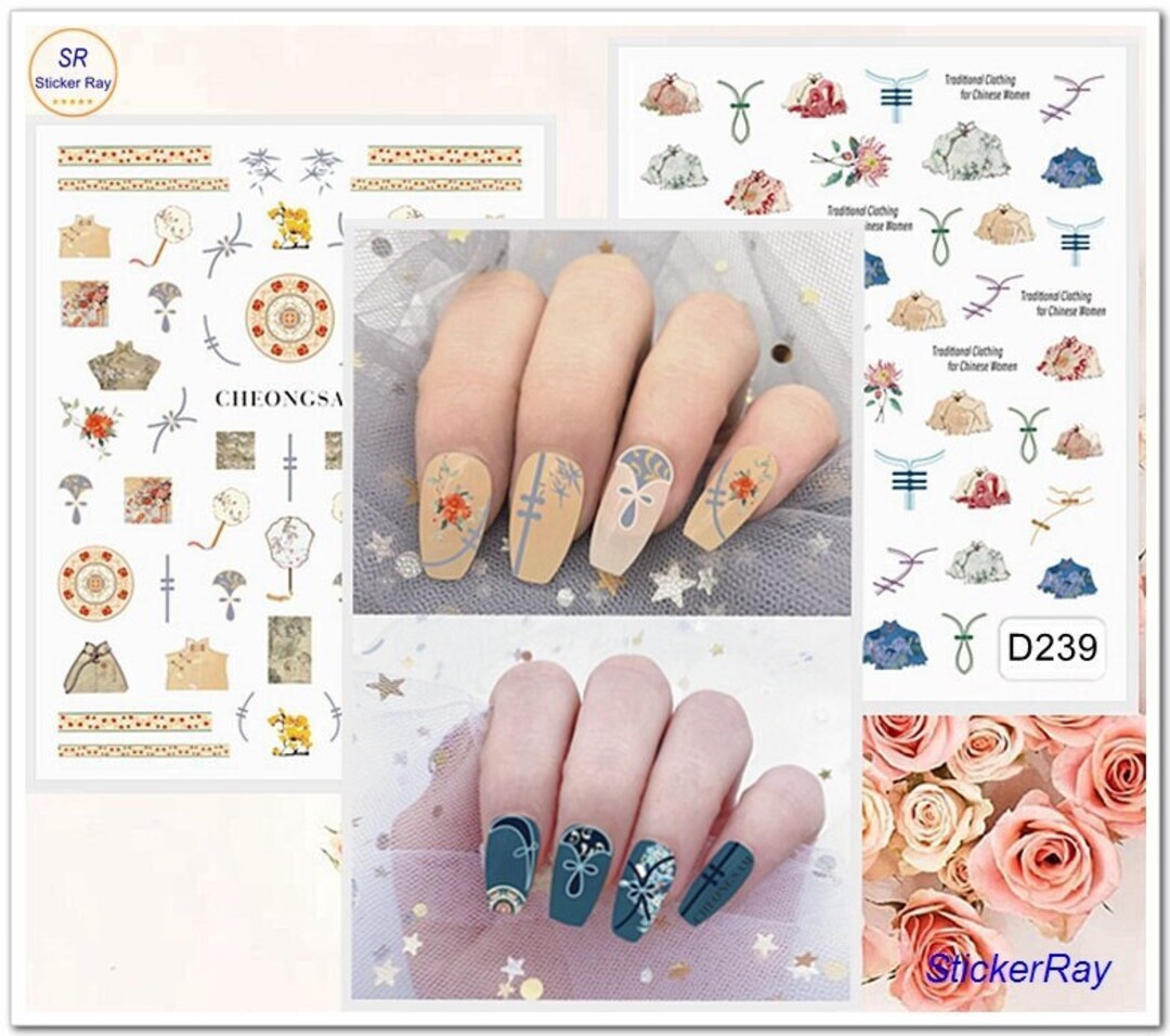 Chinese Dress Cheongsam Nail Stickers Women Dress Qipao Etsy