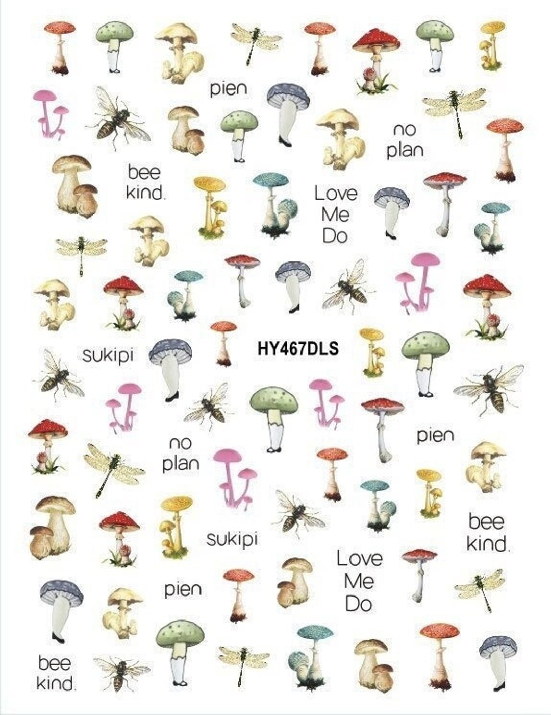 Mushroom Nail Art Stickers Decals Mushrooms Fruits Nail Etsy