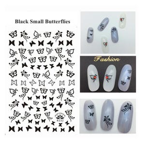 Colorful Small Butterfly Nail Art Stickers Butterflies Blue White Black Gold Silver 9 Colors Self Adhesive Nail Art Decals S332MS