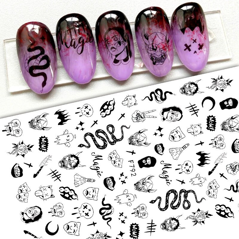 Halloween Nail Decal Stickers Sanke Moon Bloody Evil Pumpkin Vampire …