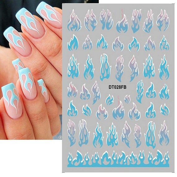 5d Fire Flame Embossed Nail Art Sticker Slider Colored Flame Nail Decal  Lace Swan Wedding Engraved Manicure Decoration Be5d-k117 - Stickers &  Decals - AliExpress