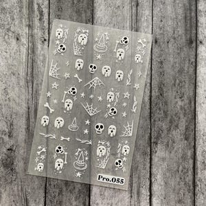 5D Embossed Halloween White Ghost Skull Nail Art Stickers Bone Spider Web Melting Skull Chain Self Adhesive Nail Art Decal S3Pro