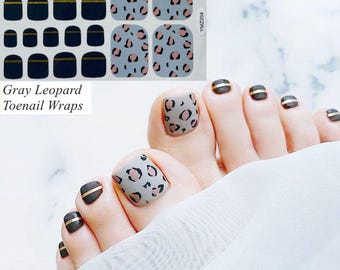 Toenail Leopard Print Toe Nail Wraps Decals Animal Print Gray Red Pink Full Cover Self Adhesive Nail Art Stickers YMZSeries