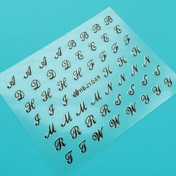 1sheet Roman 26 English Alphabet Number 3D Self-adhesive Nail Art Decal  Sticker Word Small Letter