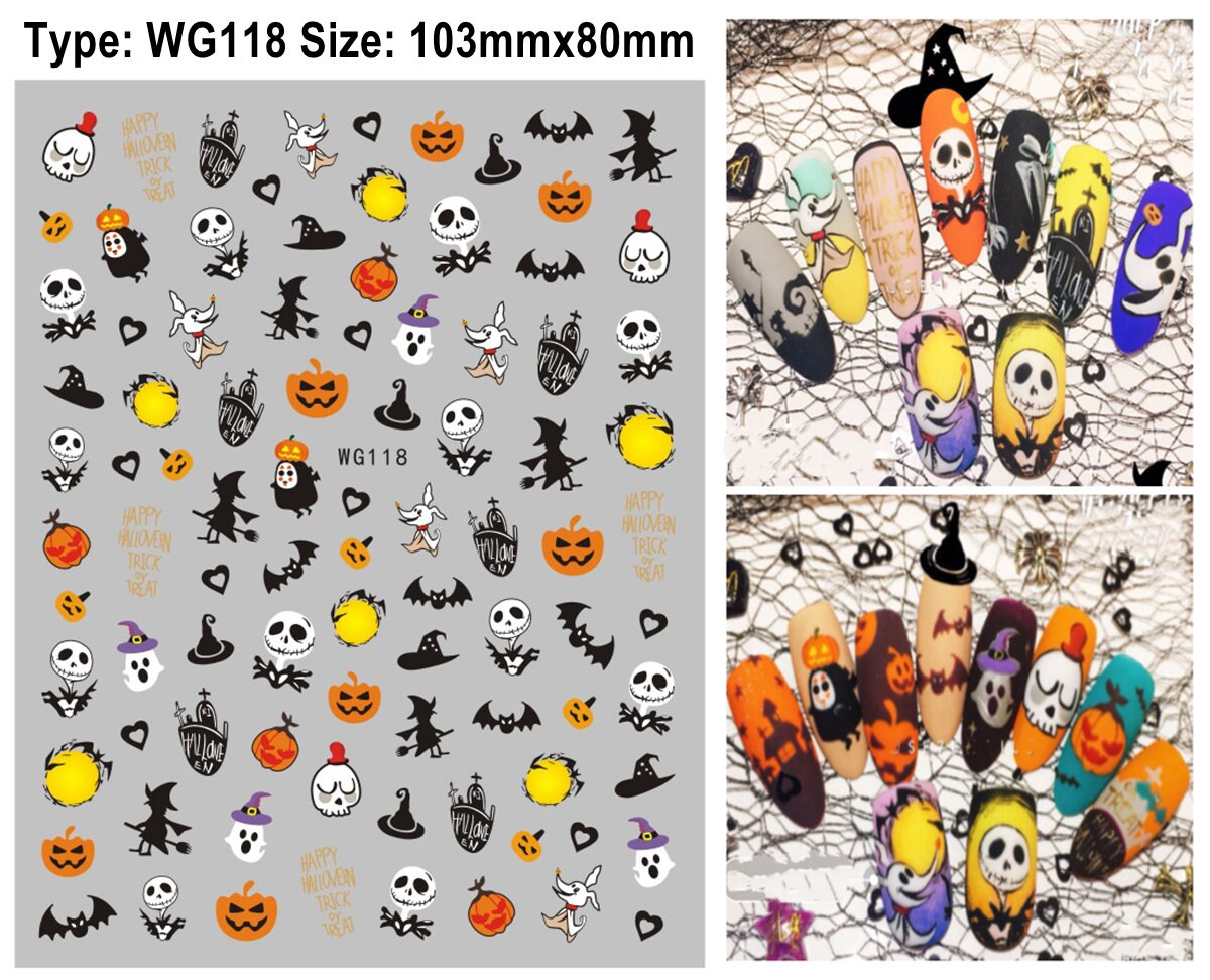 Halloween Nail Decals Stickers Cemetery Death Graveyard Pumpkin BOO W…