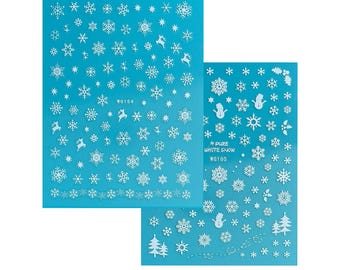 Snow Nail Art Stickers Christmas Tree Winter Snowflakes Santa Reindeer Snowman Ball Ornaments Self Adhesive Nail Art Decals WGSA