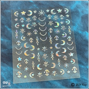 Crescent Moon Stars Stripes Gold Silver Nail Stickers Totem Lines Stars Self-Adhesive Nail Decals Sticker MeSA