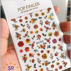 Holographic Flower Flowers Leaf Nail Stickers Decals Daisy Rose Sunflower Blue Self-Adhesive Nail Decal Sticker LSA M015 SA
