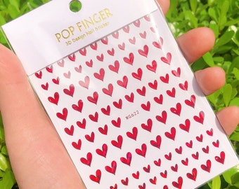 Hearts Nail Art Stickers Red Valentines White Black Self Adhesive Nail Decals 8 Colors WGSA