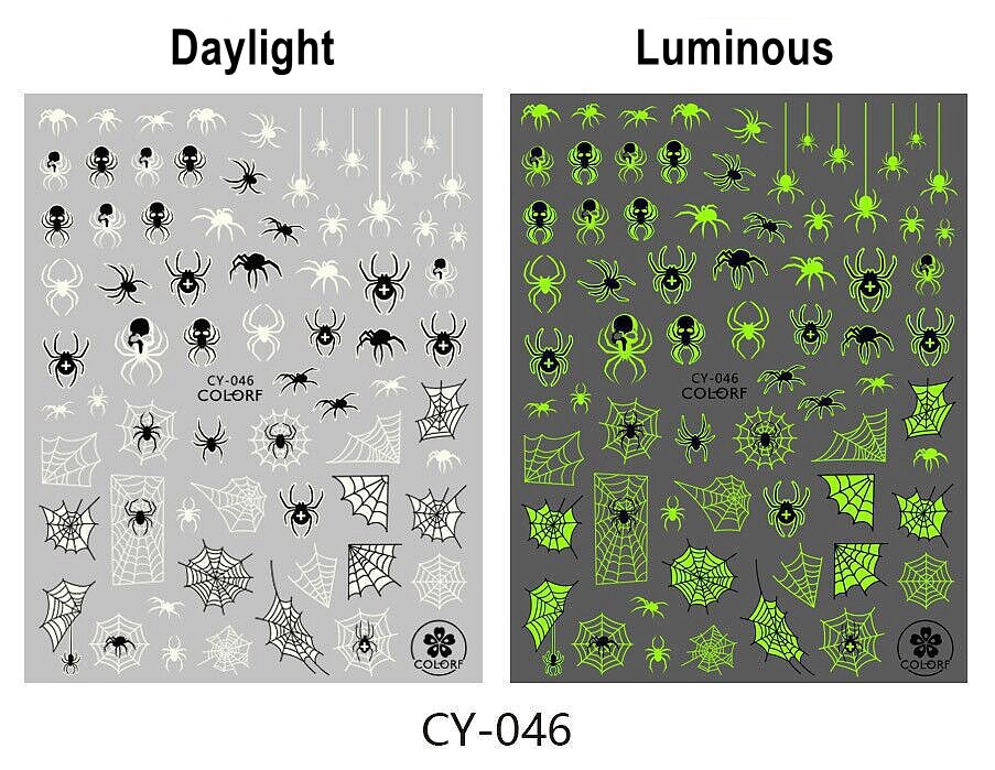 Luminous Halloween Nail Decal Sticker Pumpkin Ghost Death Owl Witch B…