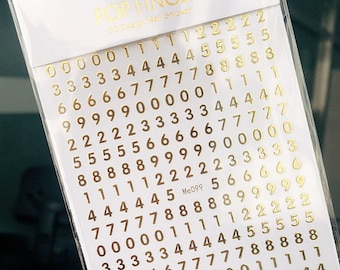 Numeral Numbers Nail Stickers Gothic 0 Font Self-Adhesive Nail Art Decals 8 Colors NDSA