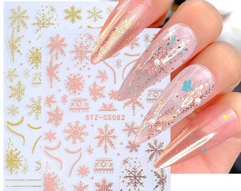 thumbnail image 2 of Christmas Nail Art Stickers – White Snowflakes & Reindeer Stags Head (997) 2 of 6