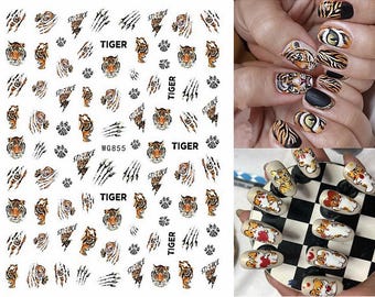 Stickers Décalcomanies Pour Nail Art - Motifs Tigre, Zèbre Multicolores - Neuf Sous Blister