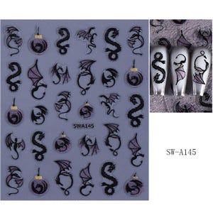 Gold Flying Dragon Nail Art Stickers Gold Aurora Silver Halloween Dragons S8SWA image 13