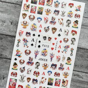 Poker Clown Nail Art Stickers Decals Sugar Skull Halloween Death Festival Ghost Witch Self-Adhesive Nail Art Sticker GMS