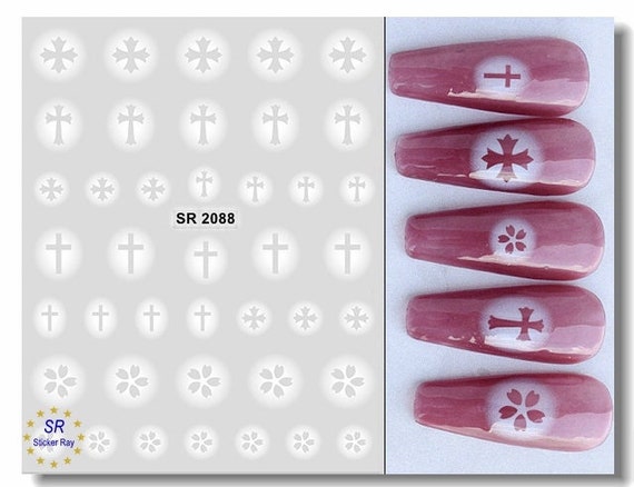 Buy Cross Nail Art Stickers Decaks Black White Cross Hollow Flower Online  in India 