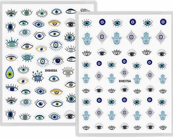 Evil Eye Nail Art Decals Hamsa Hand Symbol Nail Stickers Hand of Fatima Self Adhesive Nails WGSA