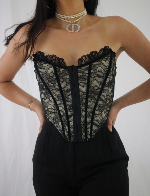 90's Black Daisy Lace Bustier (34B) – Retro and Groovy