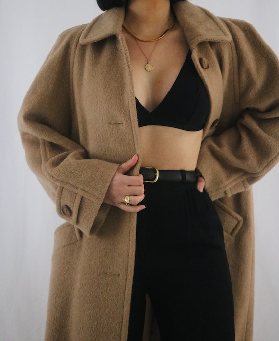 Vintage Caramel Wool + Mohair Long Coat - Vintage