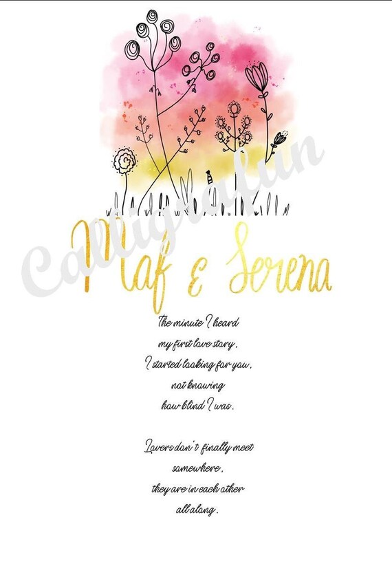 Personalised Rumi Love Poem Wedding Anniversary Gift Etsy