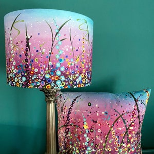 Pink Dotty Delphiniums Lampshade