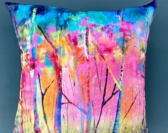 Abstract Forest Velvet Cushion