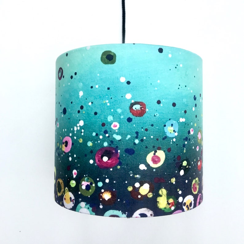 Artist Handmade Teal Dotty Lampshade image 7