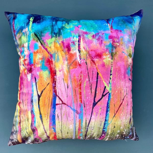 Abstract Forest Velvet Cushion